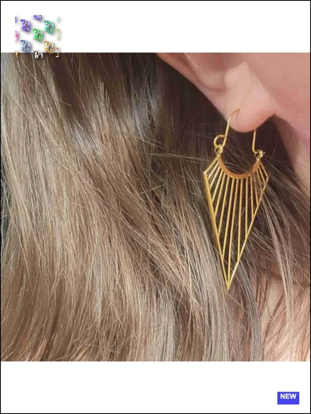 Vintage Boho Geometric Dangle Earrings - Gold Tone Statement Jewelry